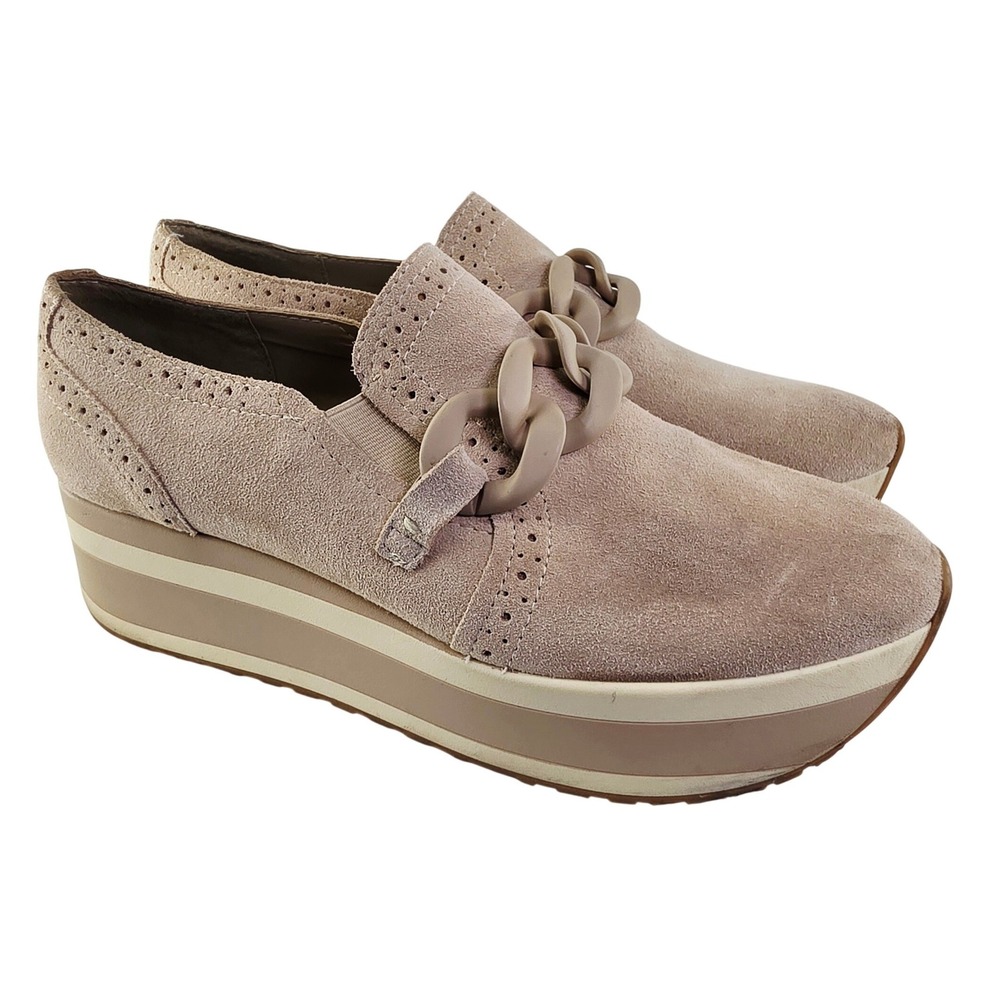 Dolce Vita Womens Mauve Suede Chain‎ Platform Sneakers Brogue Slip On Size 9
